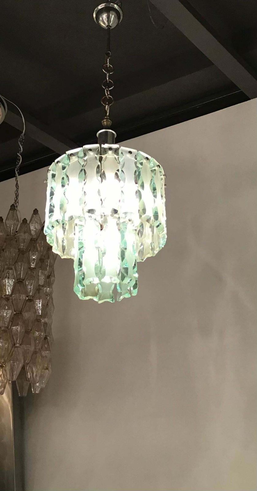 Lighting Cristal Arte Chandelier Glass Metal Crome, 1960, Italy photo