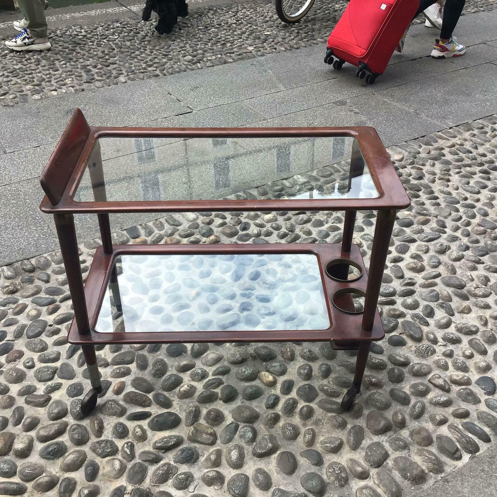 Furniture Cesare Lacca Trolley For Food And Bottles Brass Wood Glass Metal Crome 1950italy photo