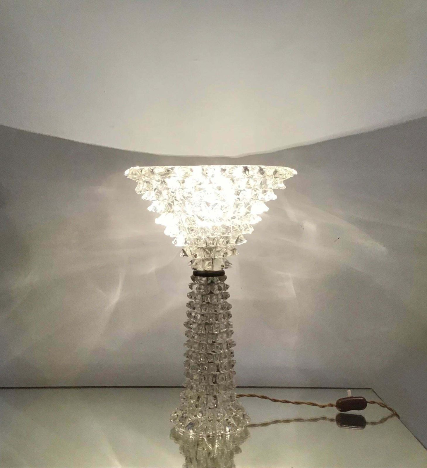 Barovier E Toso Table Lamp “Rostrato” Murano Glass Brass 1940 Italy photo furniture
