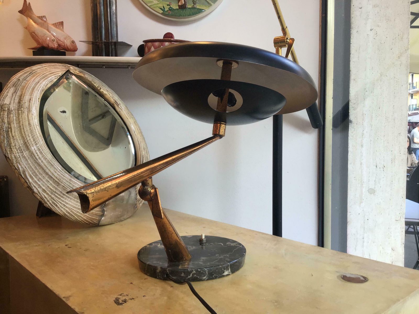 Lumi Oscar Torlasco Table Lamp Marbre Brass Metal Adjustable 1940 Italy photo furniture