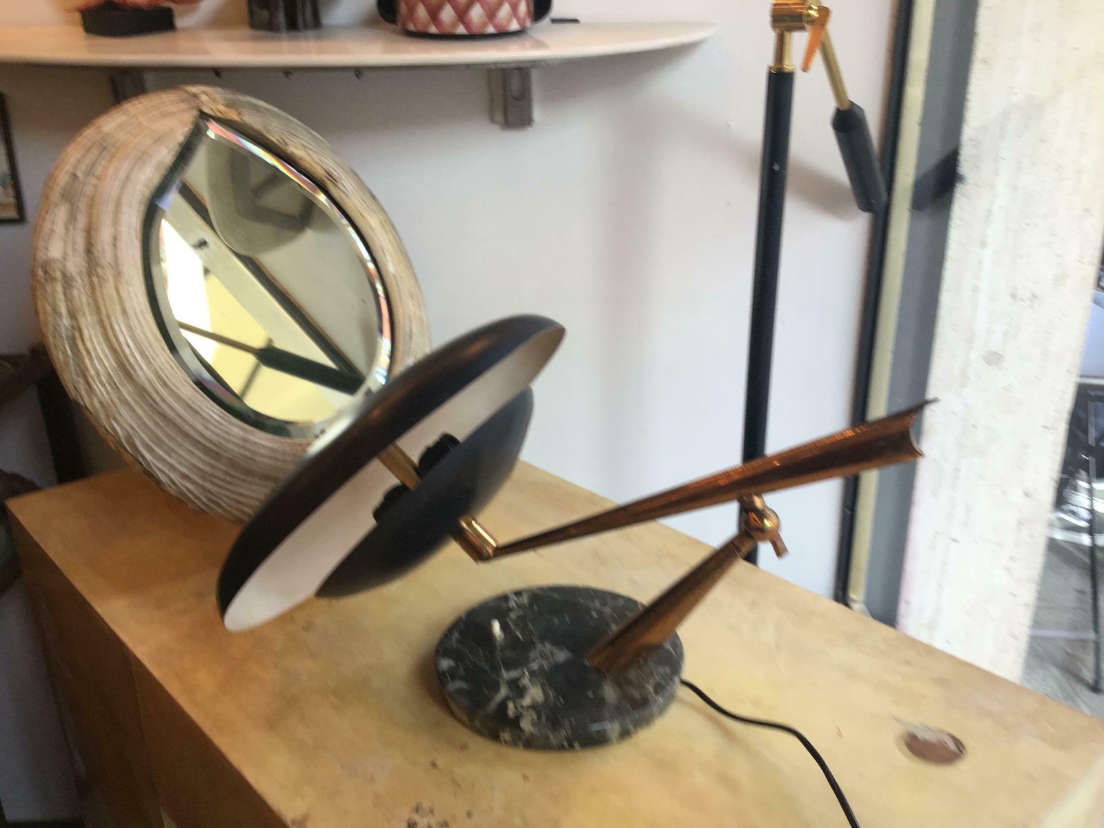 Lumi Oscar Torlasco Table Lamp Marbre Brass Metal Adjustable 1940 Italy photo vinterior