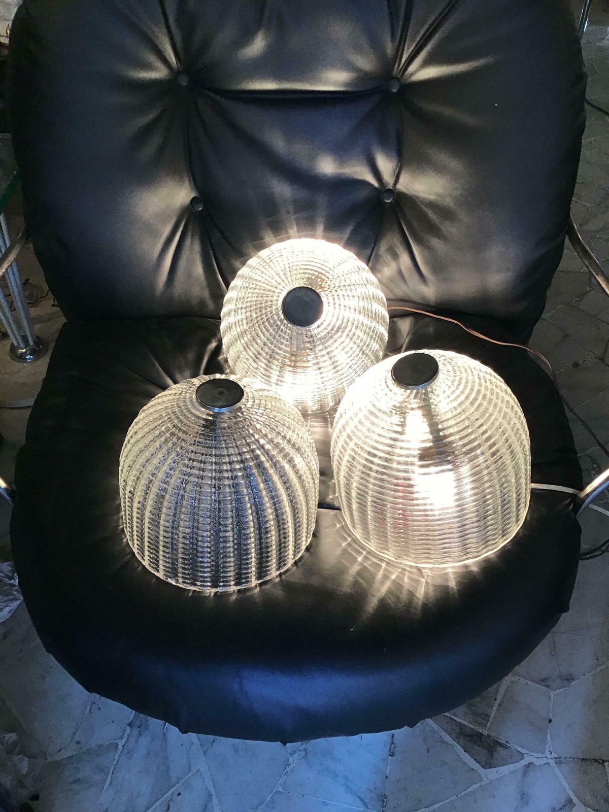 Seguso Sconces Ceilling Light Murano Glass Metal Crome 1950 Italy photo 1357.0