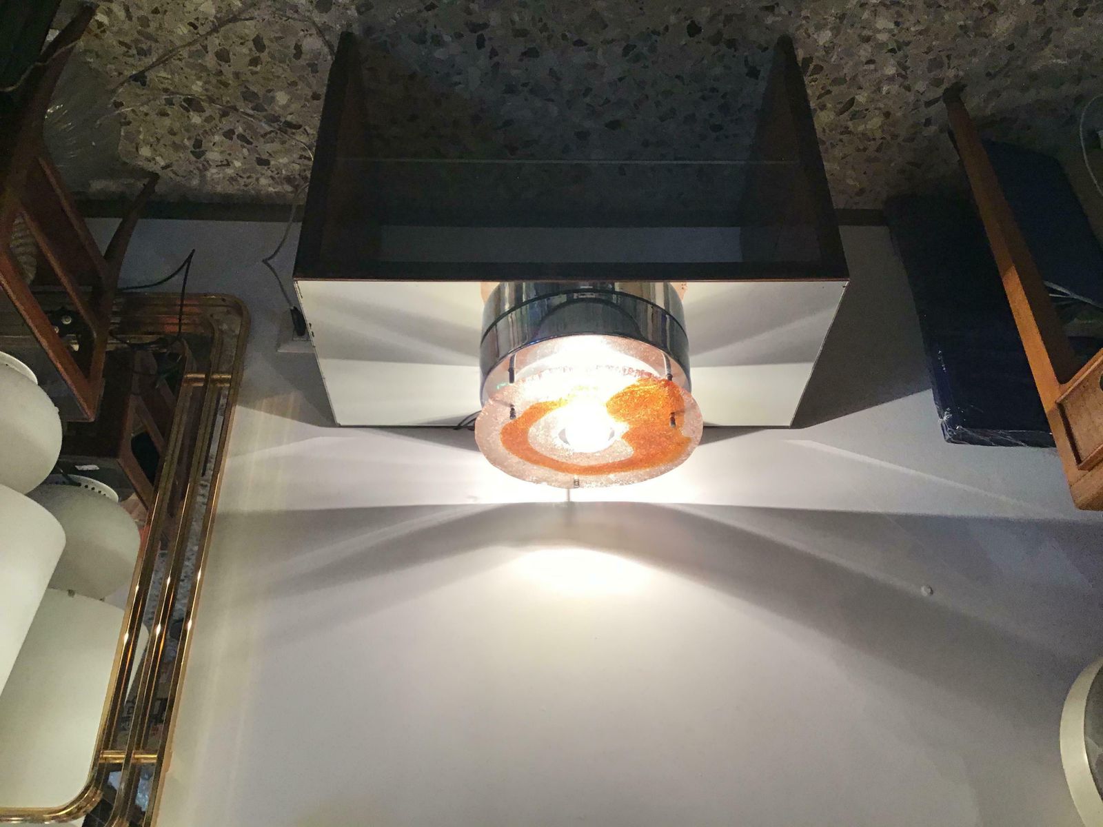 photo furniture Mazzega Ceiling Light Murano Glass Metal Crome, 1960, Italy