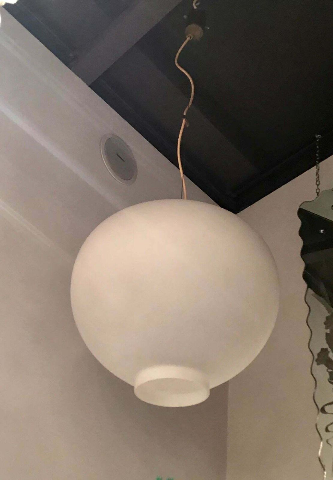 photo furniture Stilnovo Style Chandelier Brass Opaline Glass, 1950, Italy