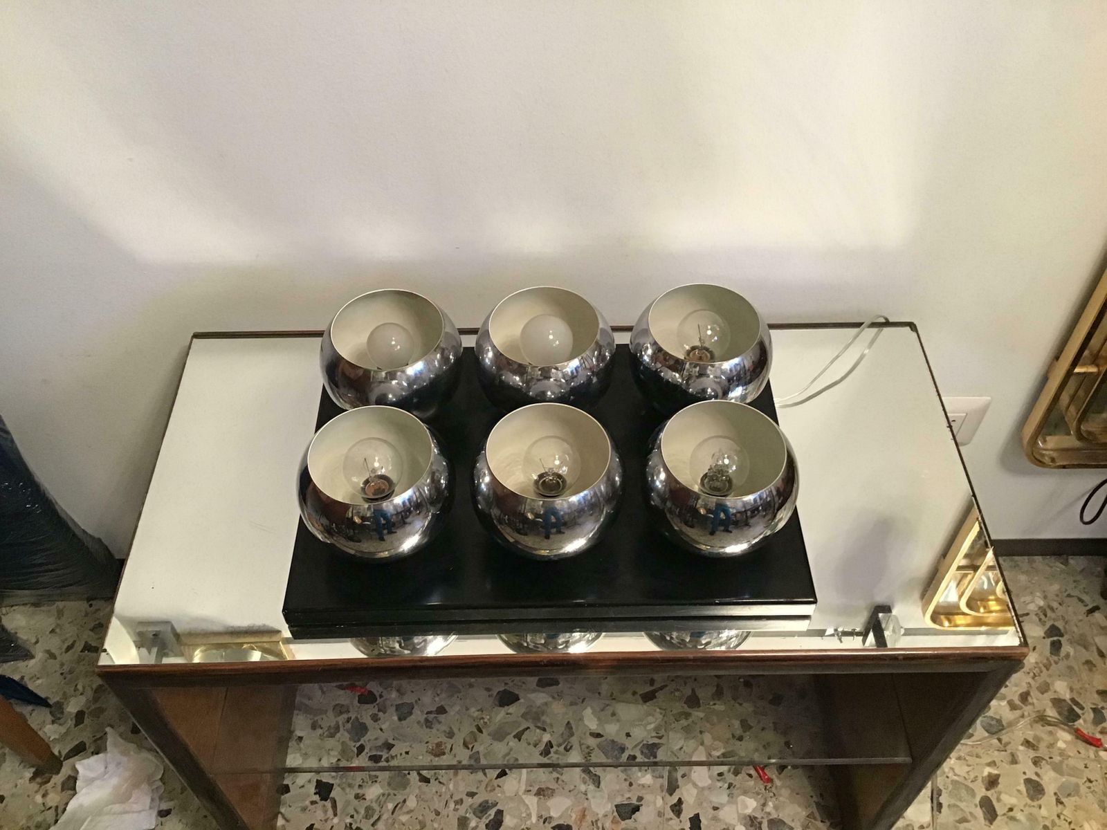 Arredoluce Angelo Lelii Ceiling Light Metal Crome 6/Lights 1955/Italy photo vintage