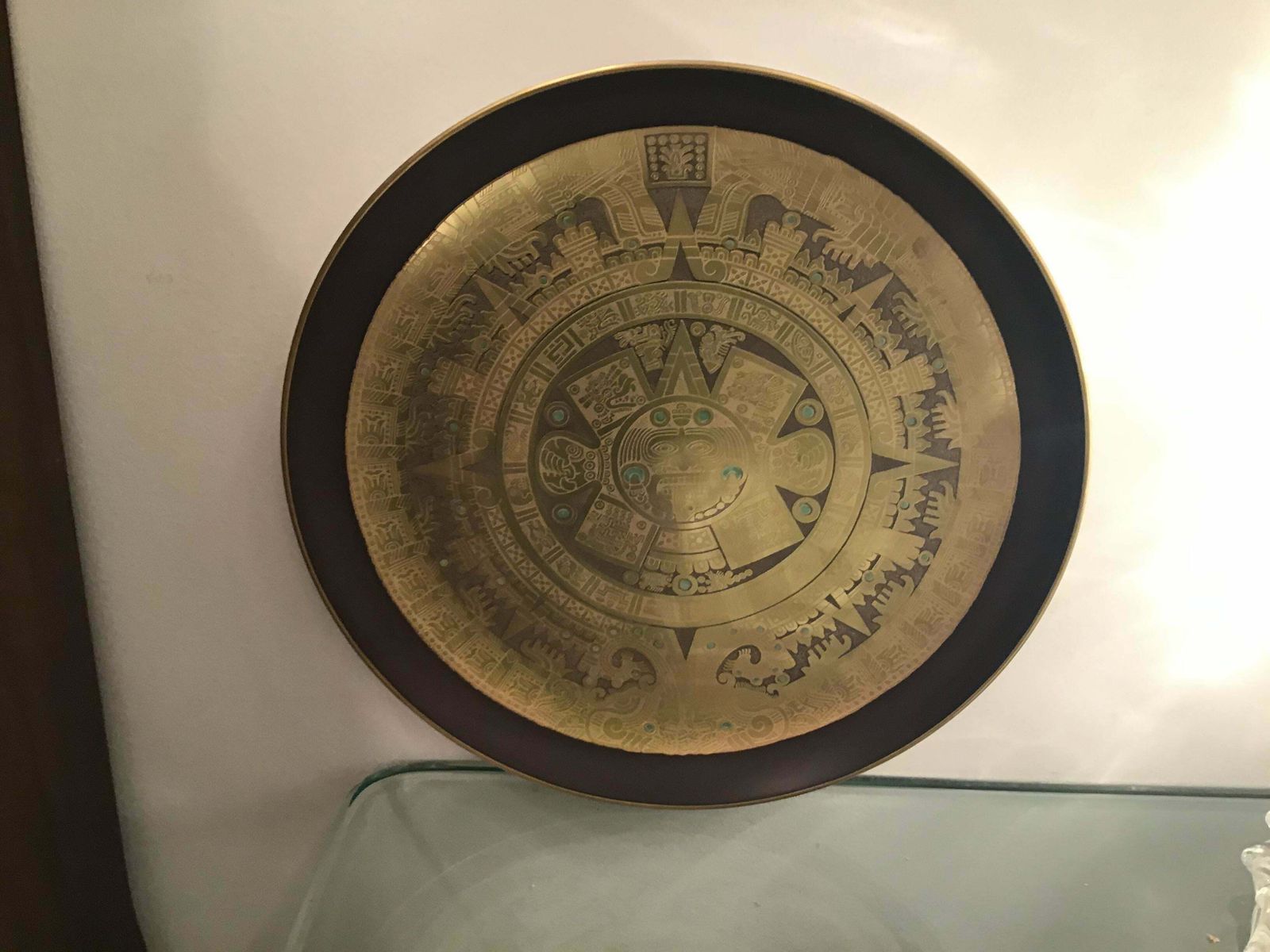 photo vinterior Morbelli Porcelain Pietra Del Sole Wall Plate Worked With Pure Gold 1960 Italy