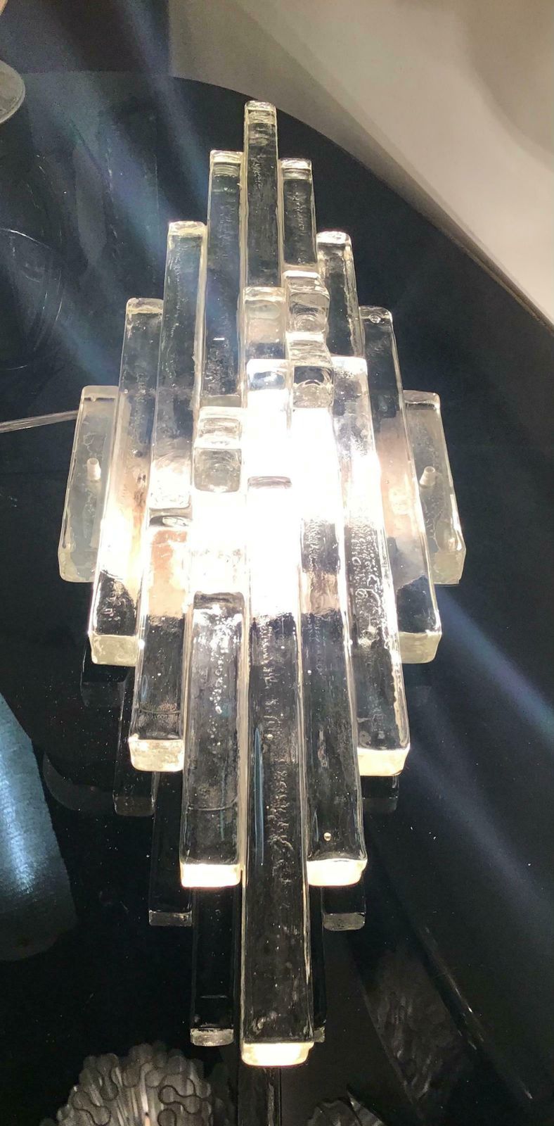 Lighting Albano Poli Sconse Glass Metal Crome 1955 Italy photo