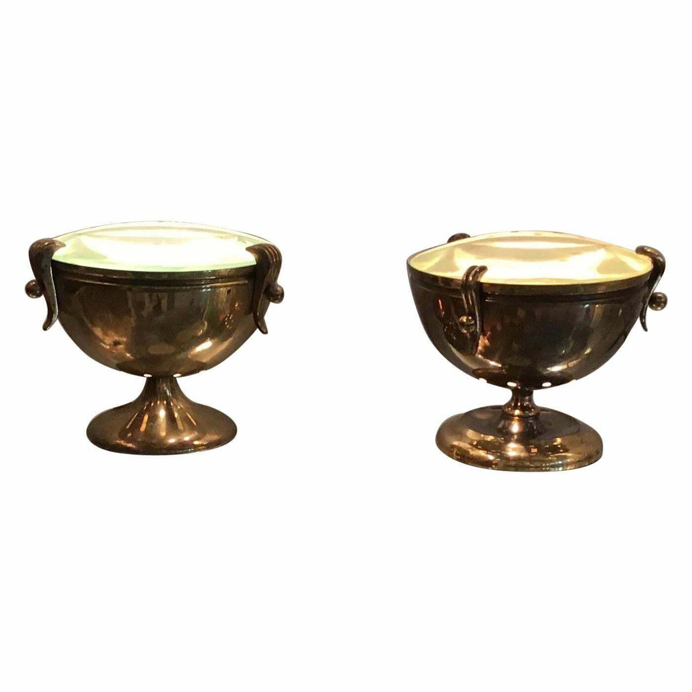 Fontana Arte Table Lamps “Him And Her” Brass Glass, 1950, Italy