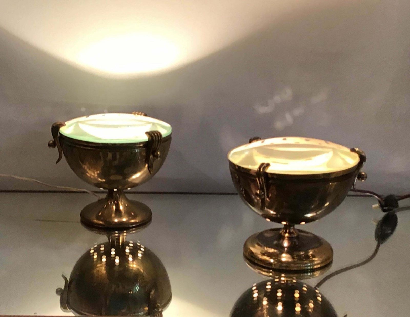 Fontana Arte Table Lamps “Him And Her” Brass Glass, 1950, Italy photo furniture
