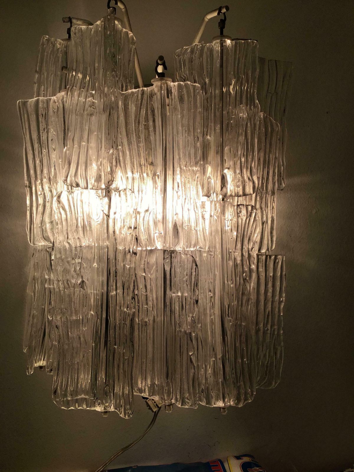 Venini “Toni Zuccheri “ Sconce Murano Glass Metal Crome 1950 Italy photo for sale