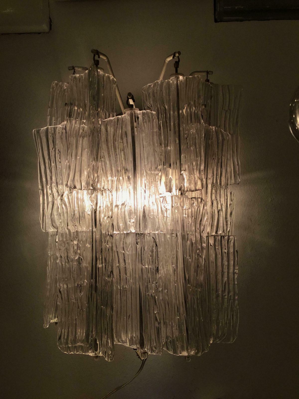 Venini “Toni Zuccheri “ Sconce Murano Glass Metal Crome 1950 Italy photo buy