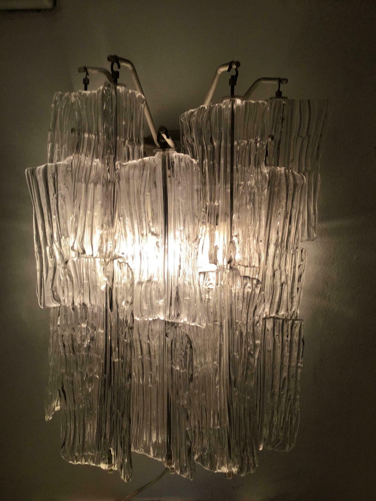 Lighting Venini “Toni Zuccheri “ Sconce Murano Glass Metal Crome 1950 Italy photo