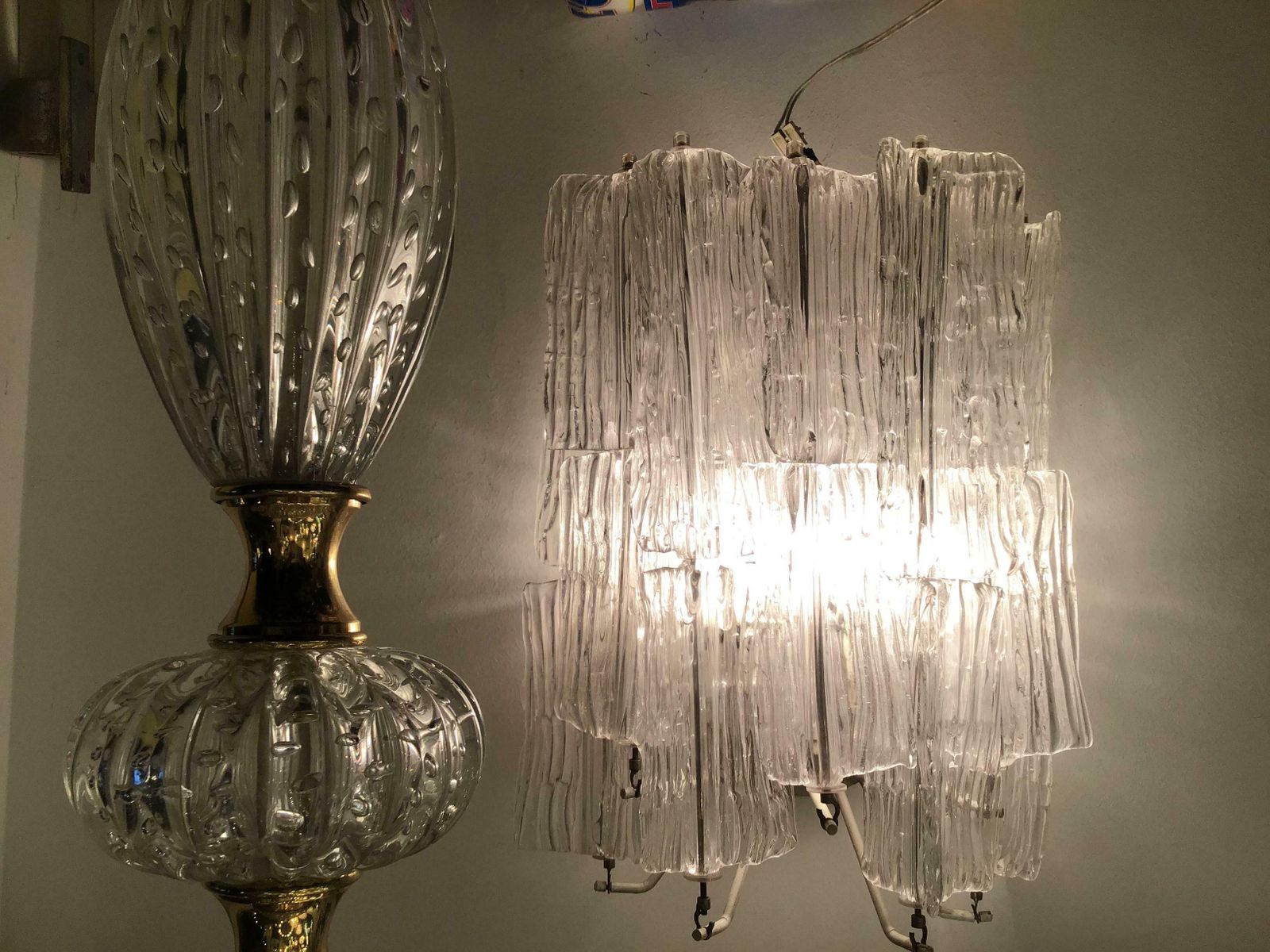 photo buy Venini “Toni Zuccheri “ Sconce Murano Glass Metal Crome 1950 Italy