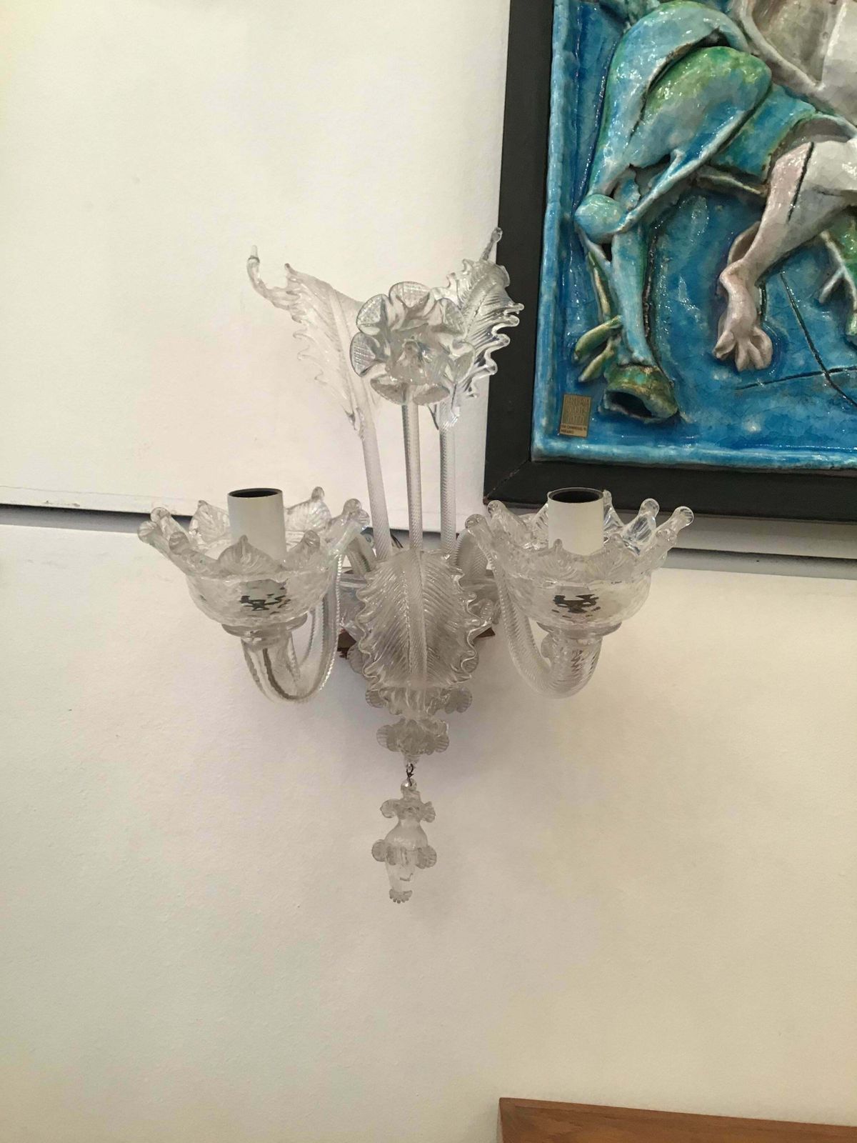 Lighting Barovier E Toso Sconce Murano Glass Iron Aluminium 1940 Italy photo