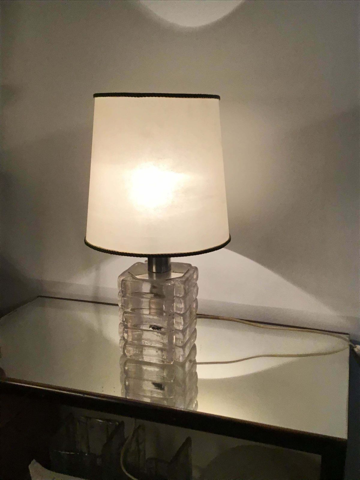 Venini Mazzega Table Lamp Murano Glass Metal Crome, 1965, Italy photo for sale
