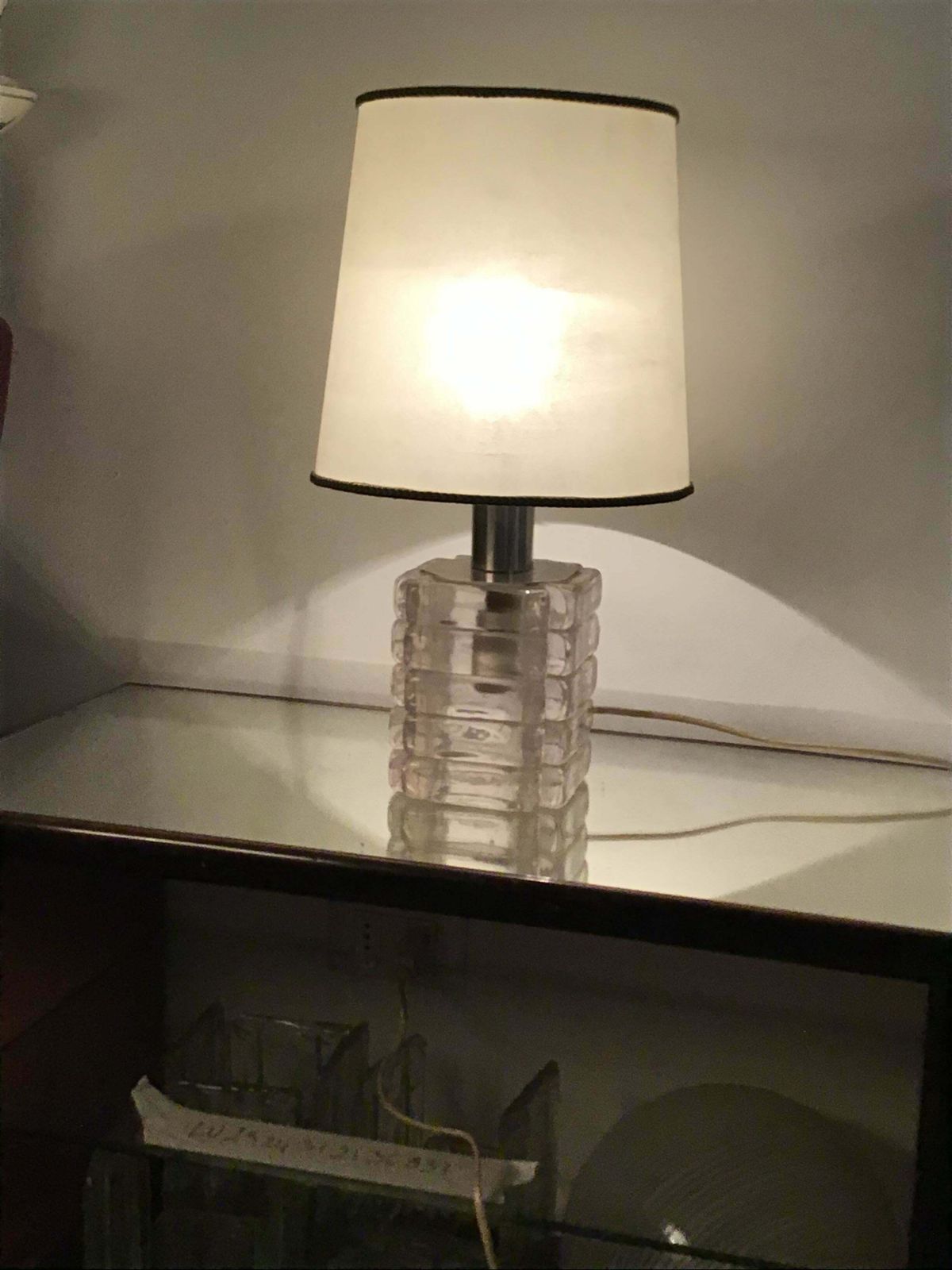 Venini Mazzega Table Lamp Murano Glass Metal Crome, 1965, Italy photo vinterior