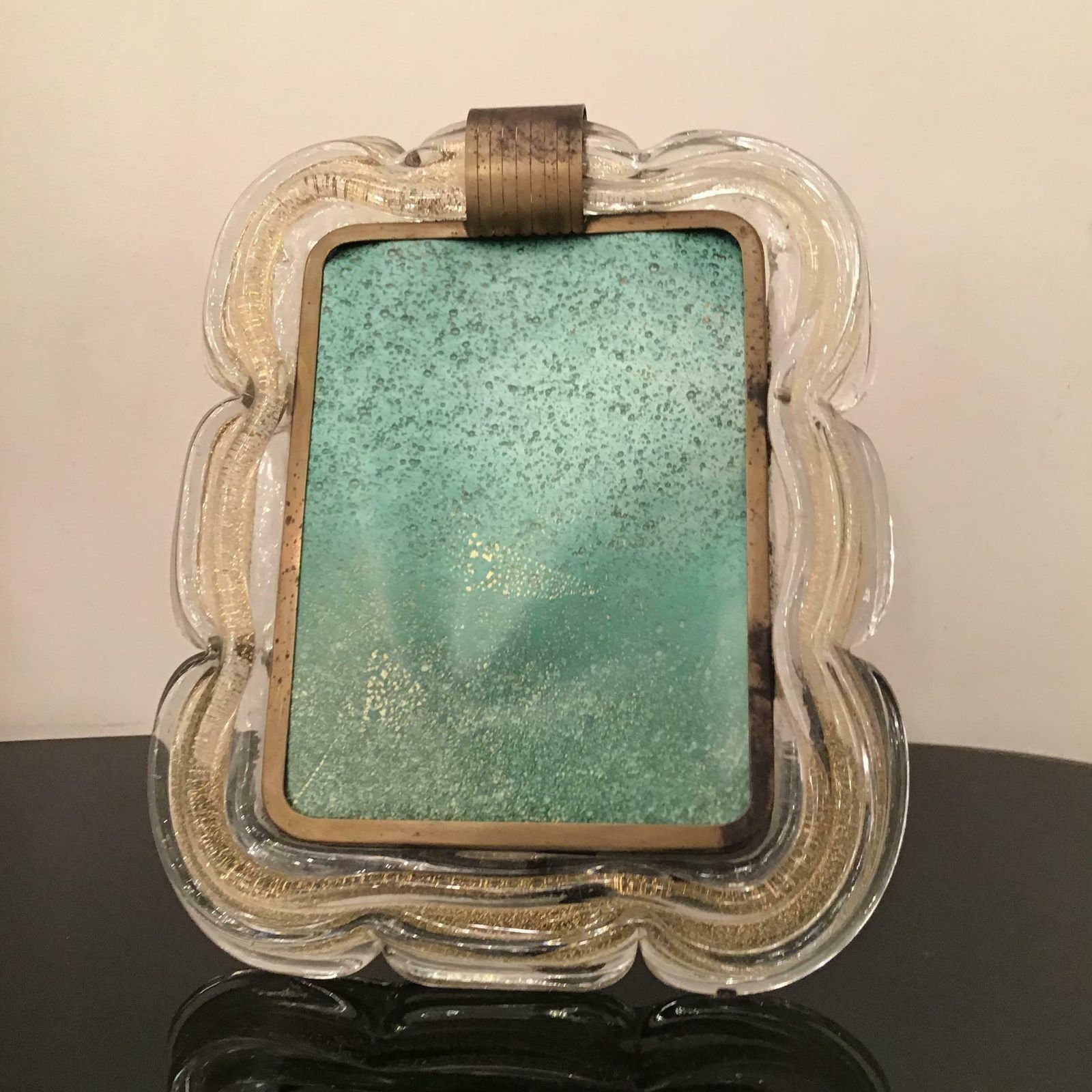 2983.0 Venini Picture Frame Brass Murano Glass Gold 1940 Italy photo