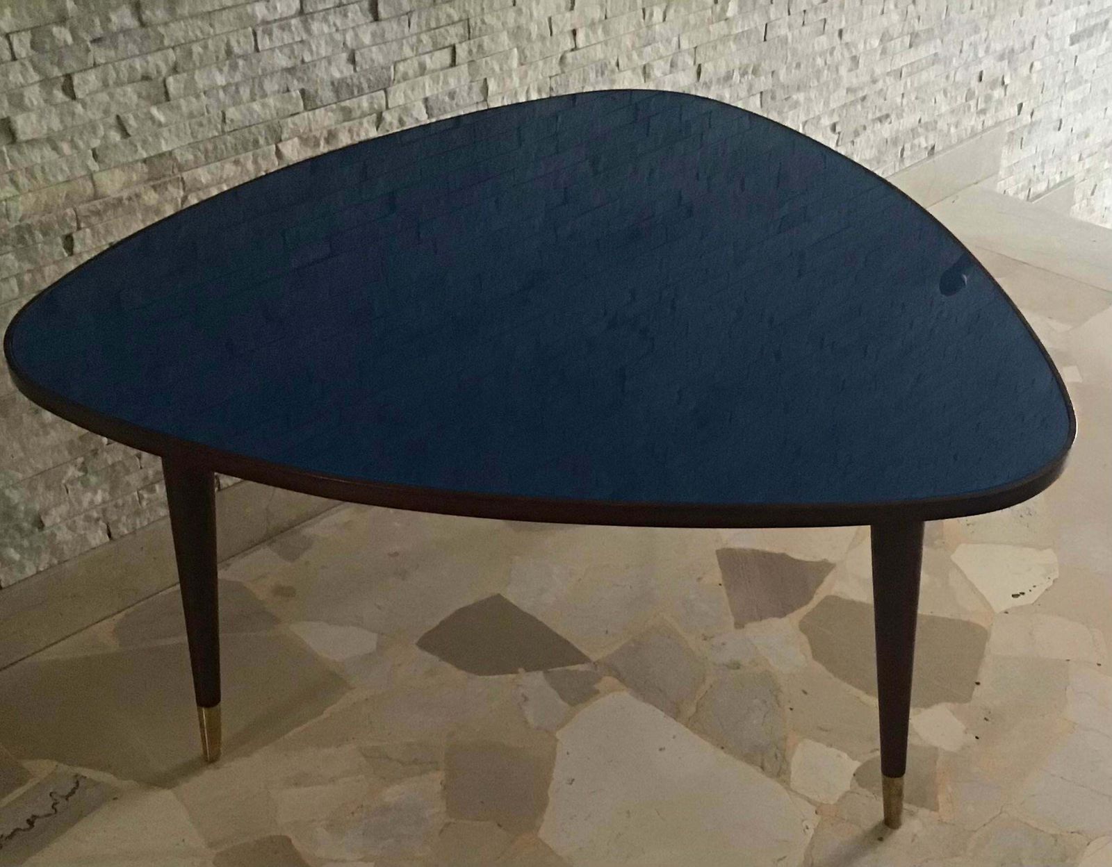 Osvaldo Borsani Coffe’ Table Wood Brass Glass 1950 Italy photo vintage