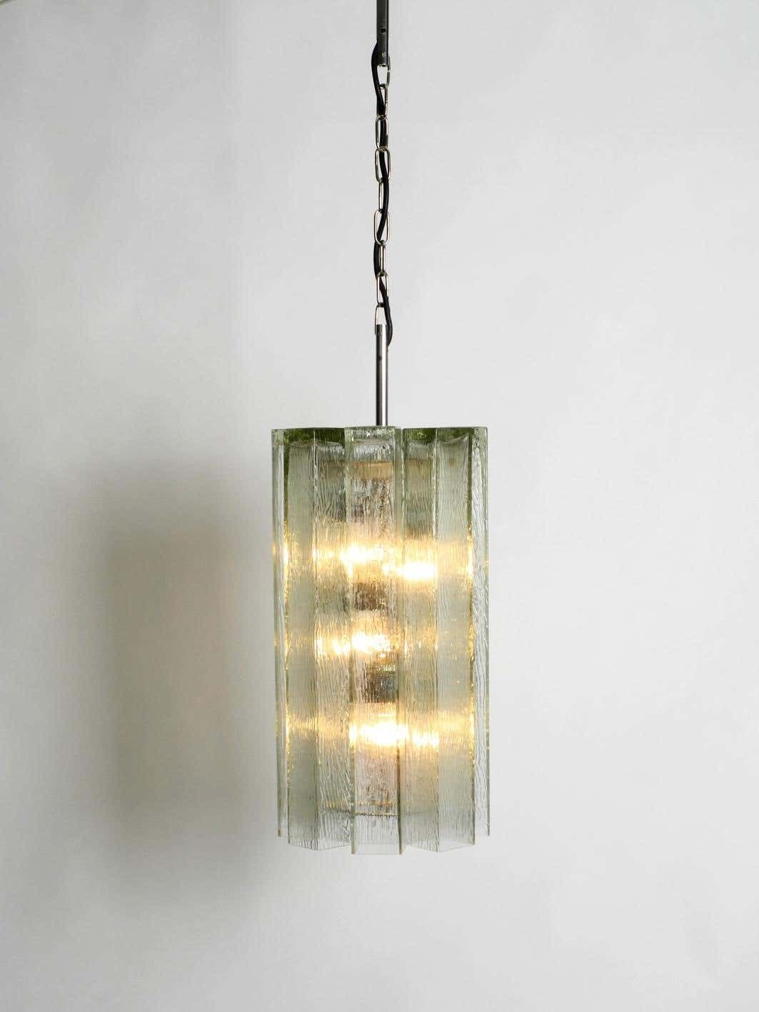 Extra Large Glass Pendant Lamp By Doria Mid Century Modern Brutalist Design photo 1221.0