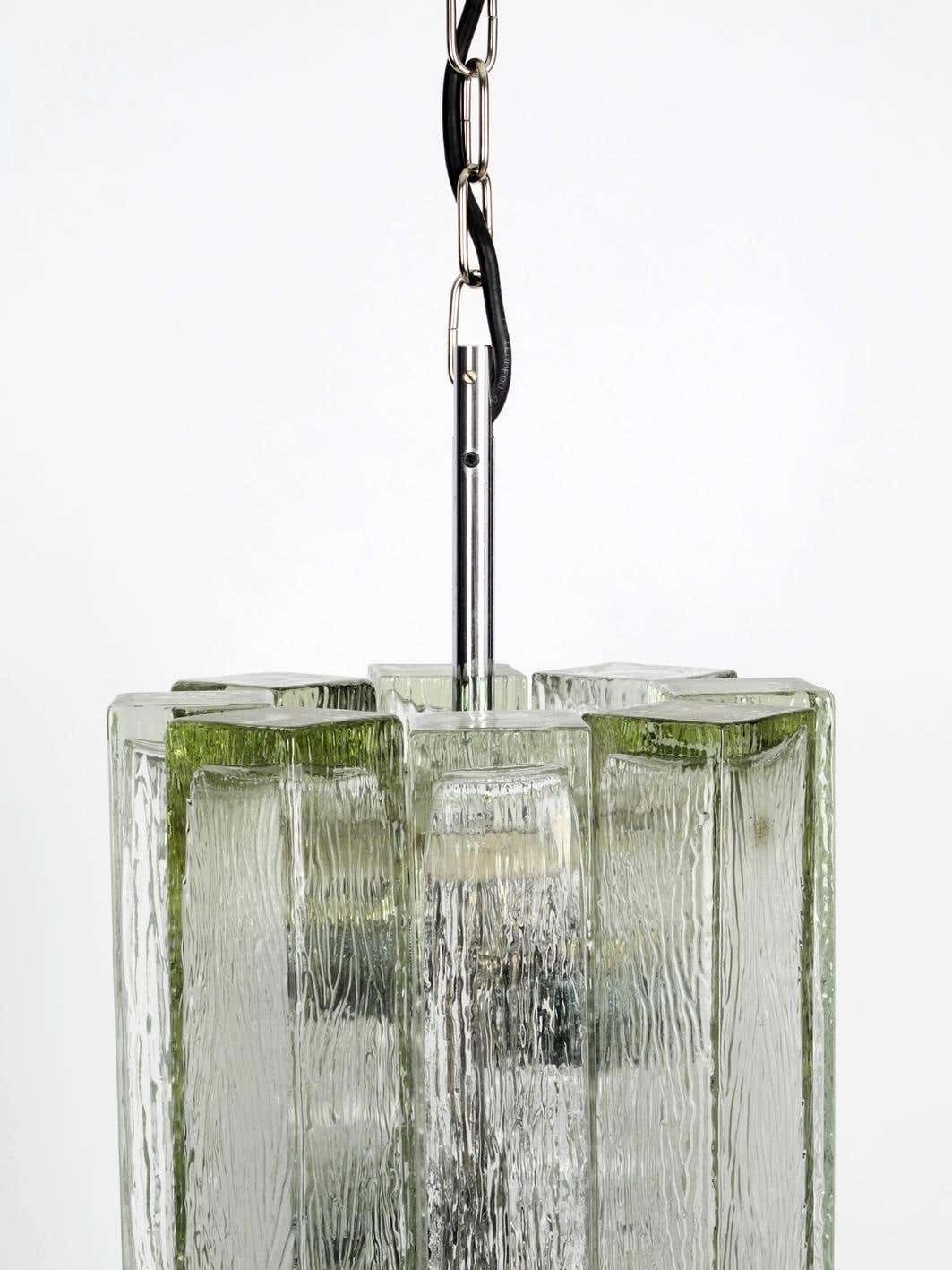 Extra Large Glass Pendant Lamp By Doria Mid Century Modern Brutalist Design photo vintage