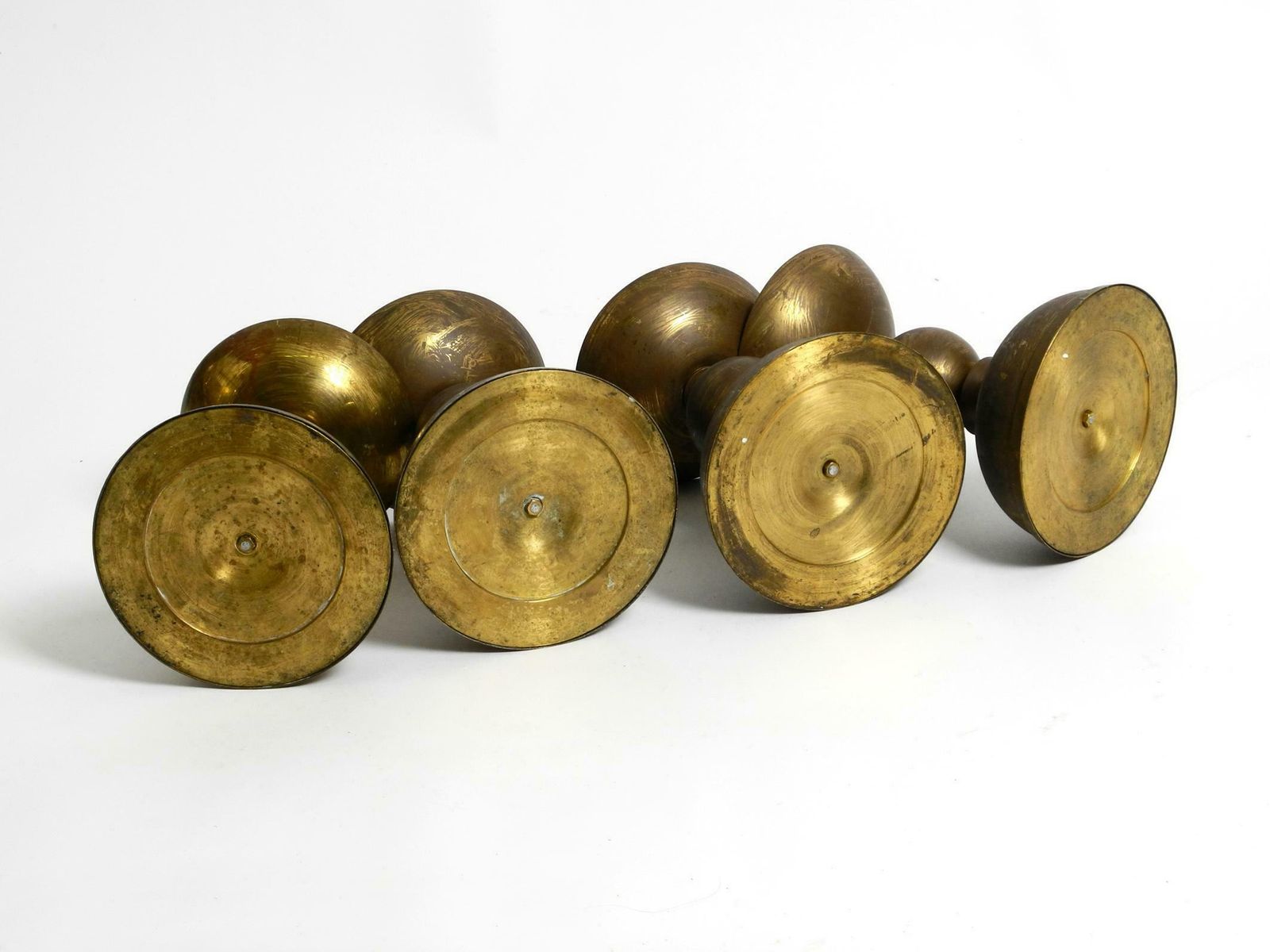 photo for sale 4 Rare Large Heavy Mid Century Brass Candlesticks From A Bavarian Church
