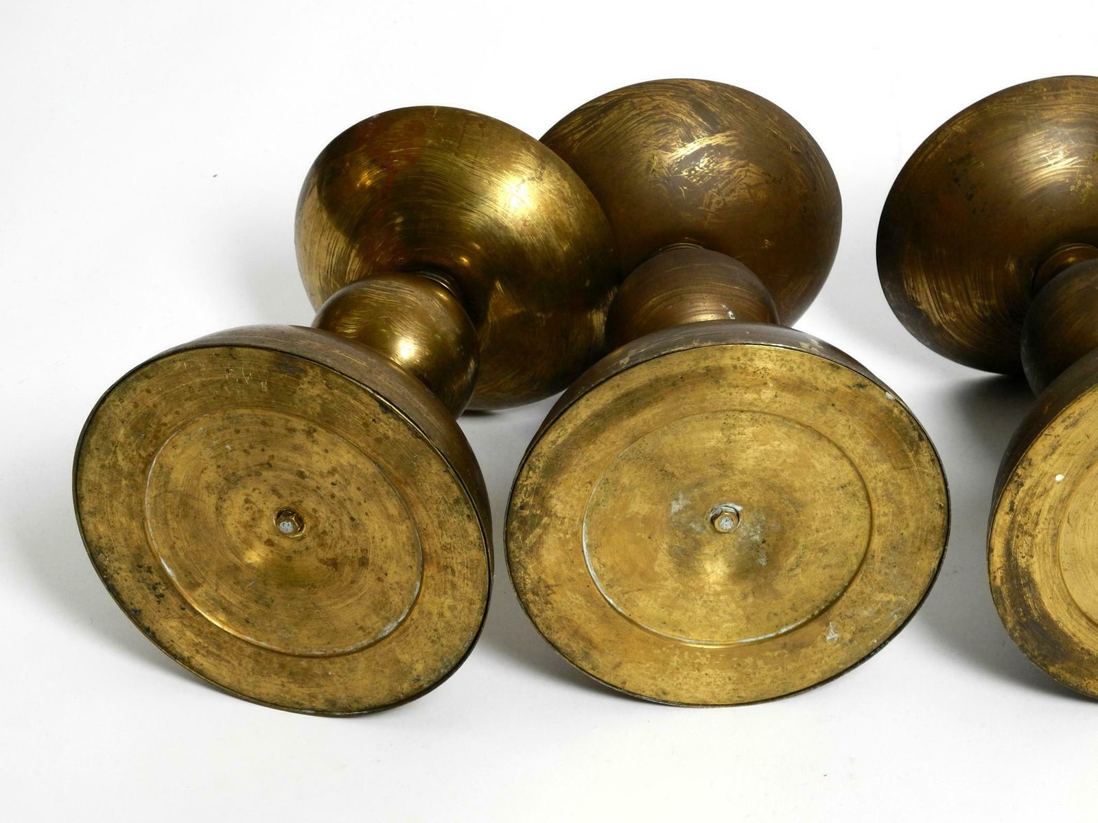 1465.0 4 Rare Large Heavy Mid Century Brass Candlesticks From A Bavarian Church photo