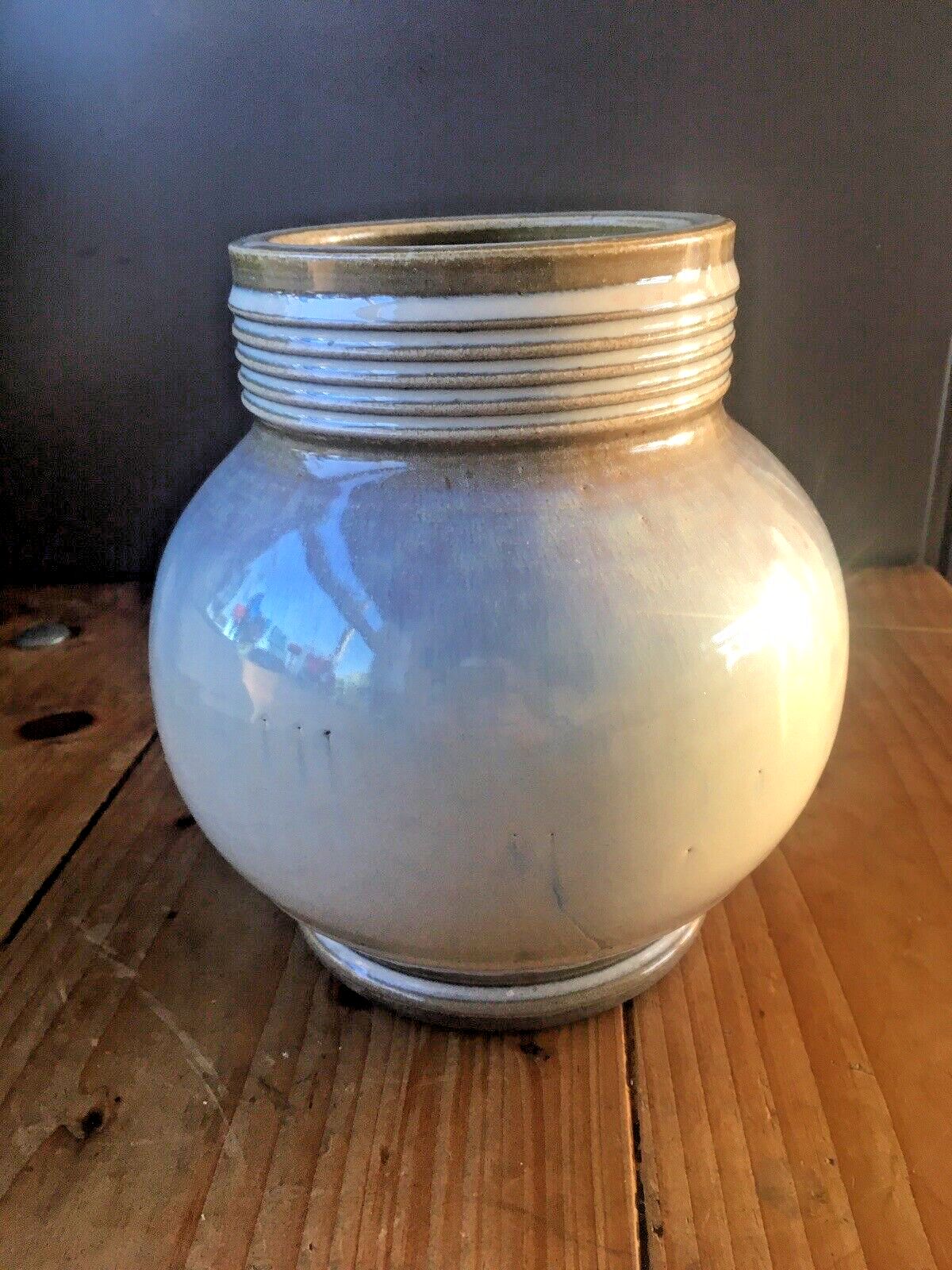 Art Deco Dearston Stoneware Fulham Pottery Sl Lb Squat Vase Signed Ezra Dearing photo vinterior