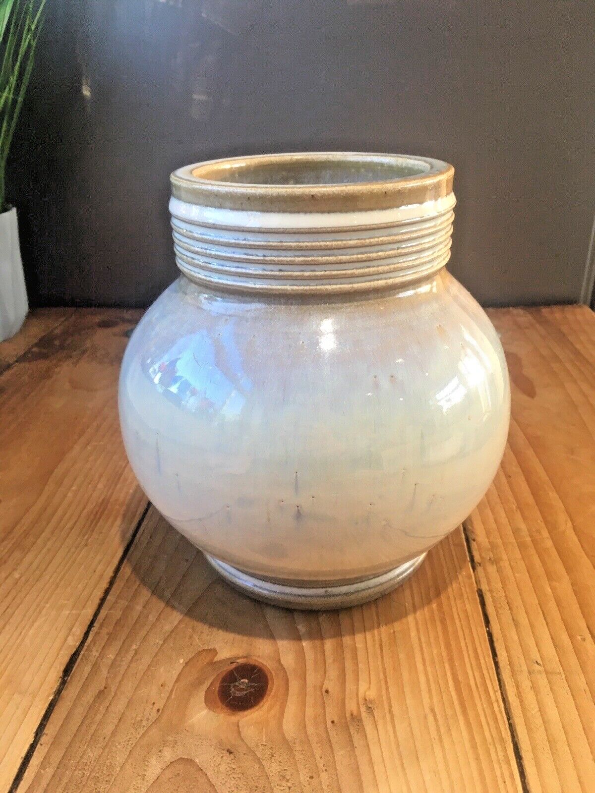 Art Deco Dearston Stoneware Fulham Pottery Sl Lb Squat Vase Signed Ezra Dearing photo vintage