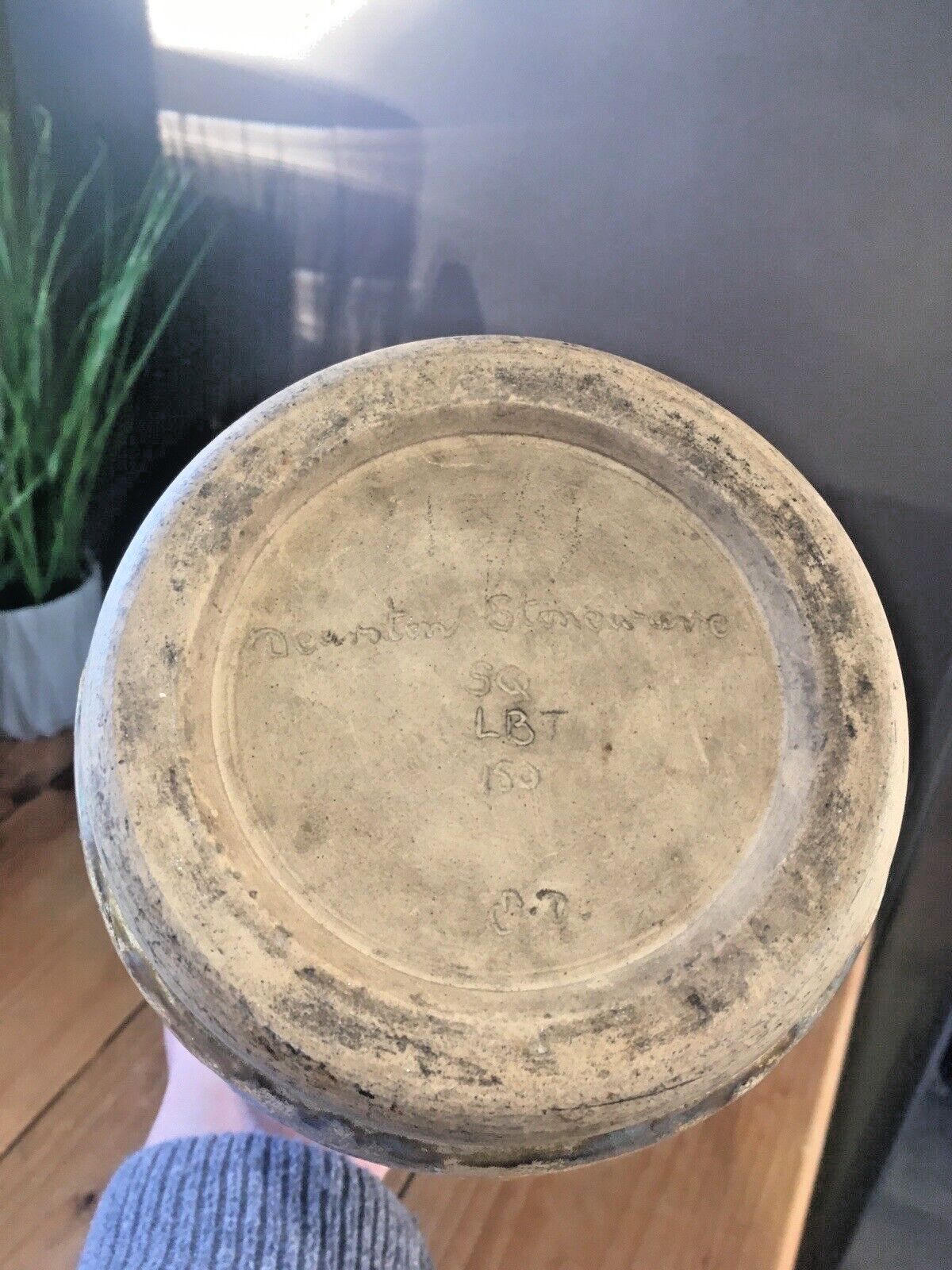 photo for sale Rare Art Deco Dearston Stoneware Fulham Pottery Sq Lb Vase Signed Ezra Dearing