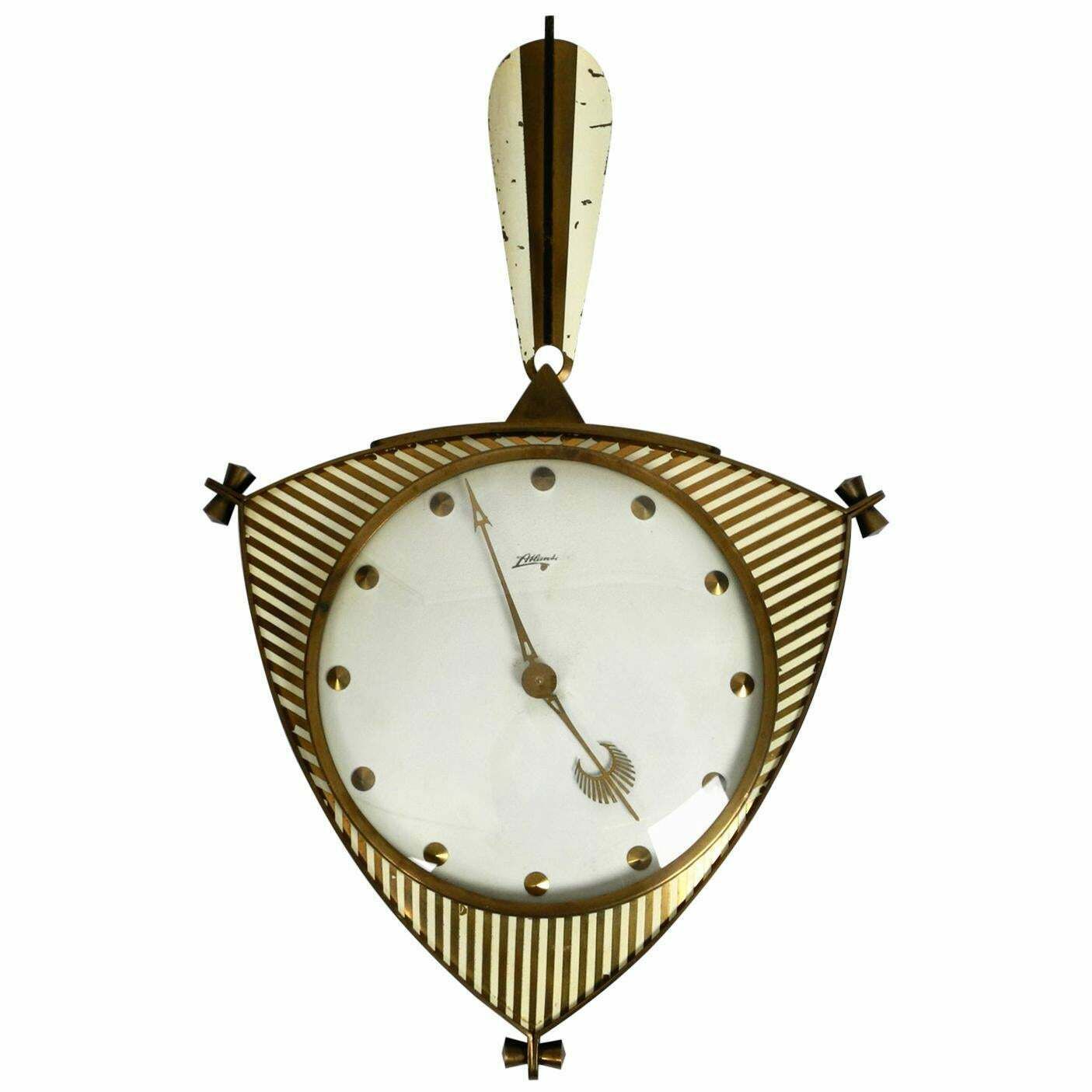 Midcentury Mechanical Atlanta Wall Clock With 10 Days Movement And With Gong