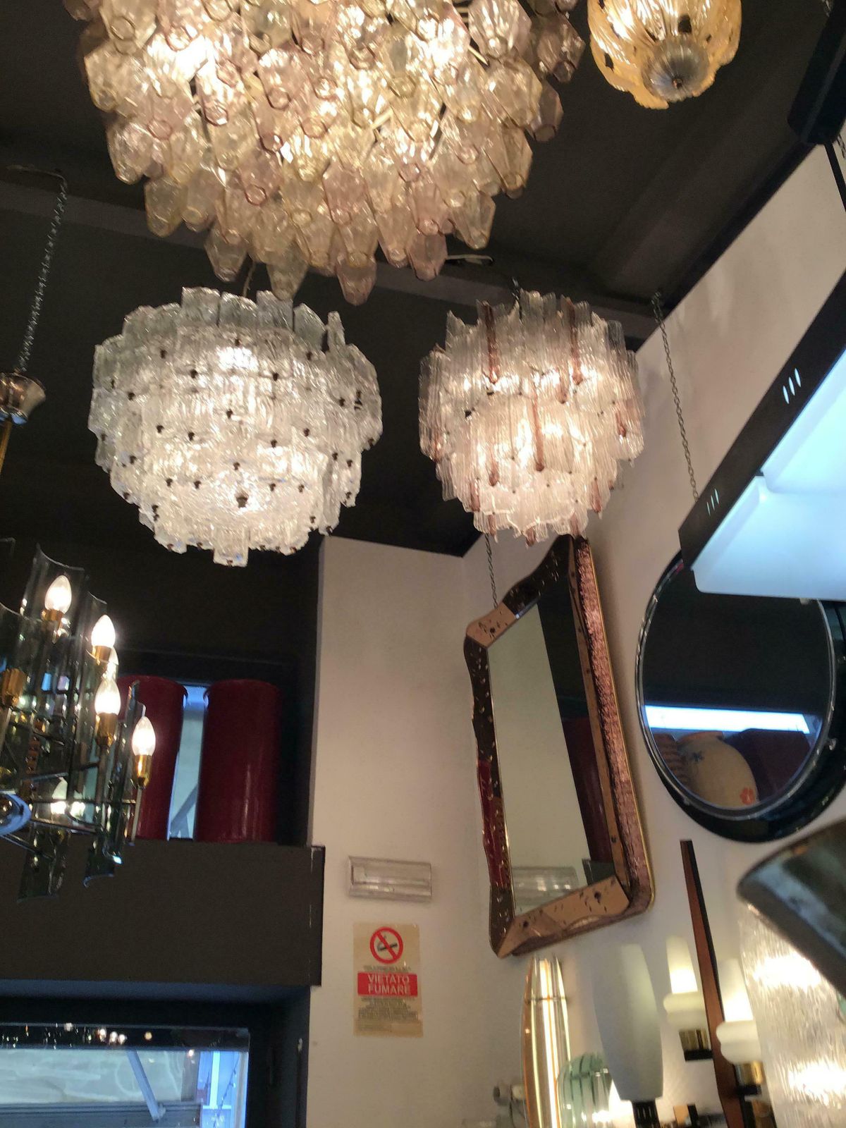 photo buy Venini “Toni Zuccheri” Chandelier Murano Glass Metal Crome Iron 1950 Italy