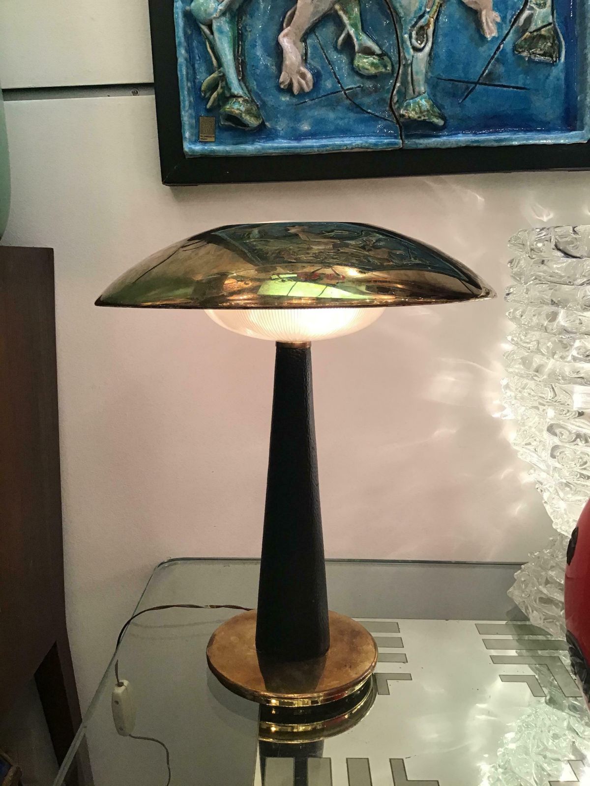 photo furniture Stilnovo Table Lamp Brass Glass Skin 1950 Italy