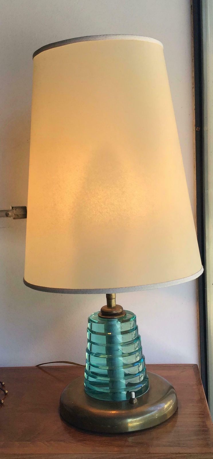 photo furniture Fontana Arte Table Lamp Brass Glass Pergamena, 1950, Italy