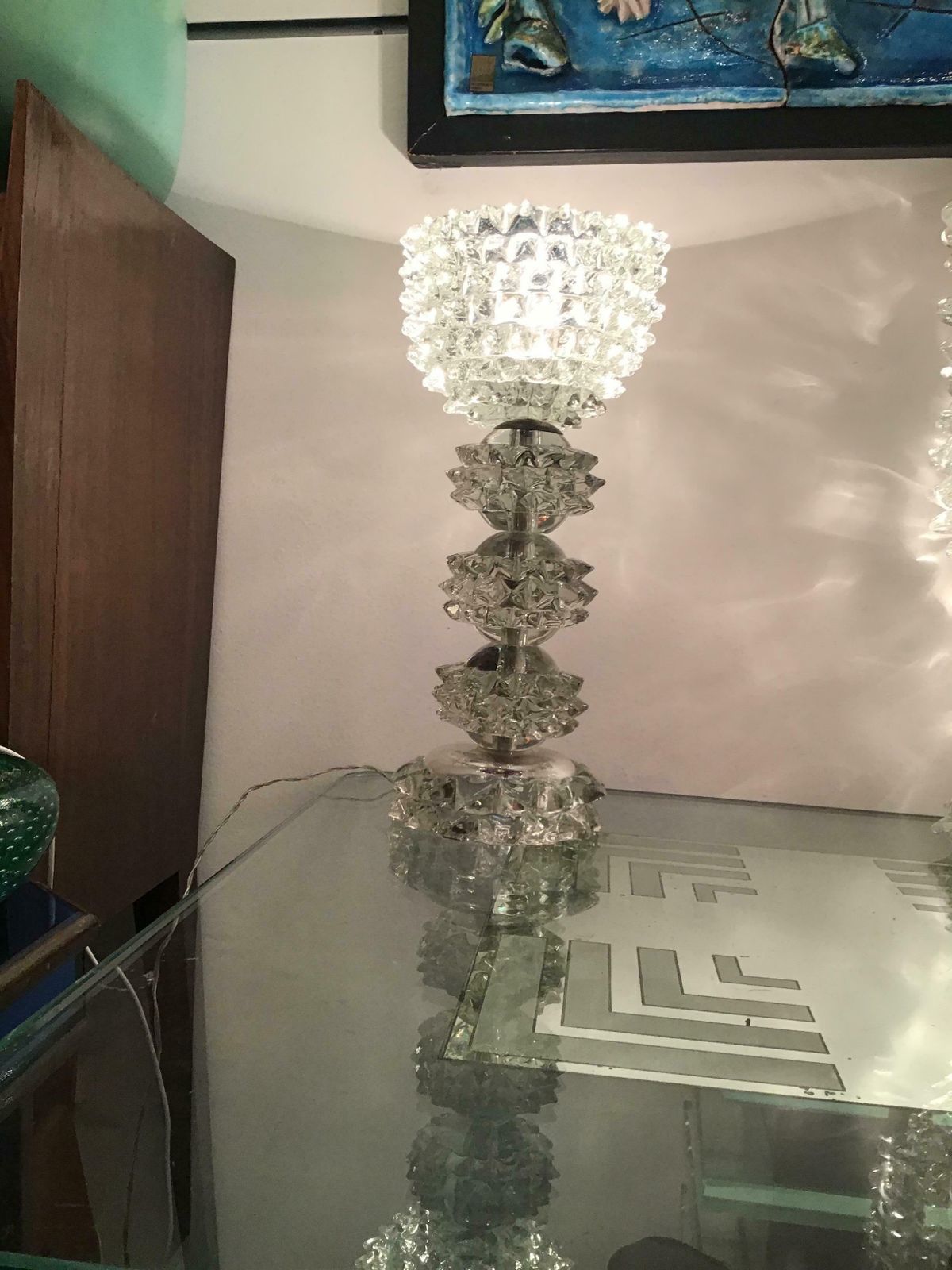Barovier E Toso “Rostrato” Table Lamp Murano Glass Metal Crome 1940 Italy photo furniture