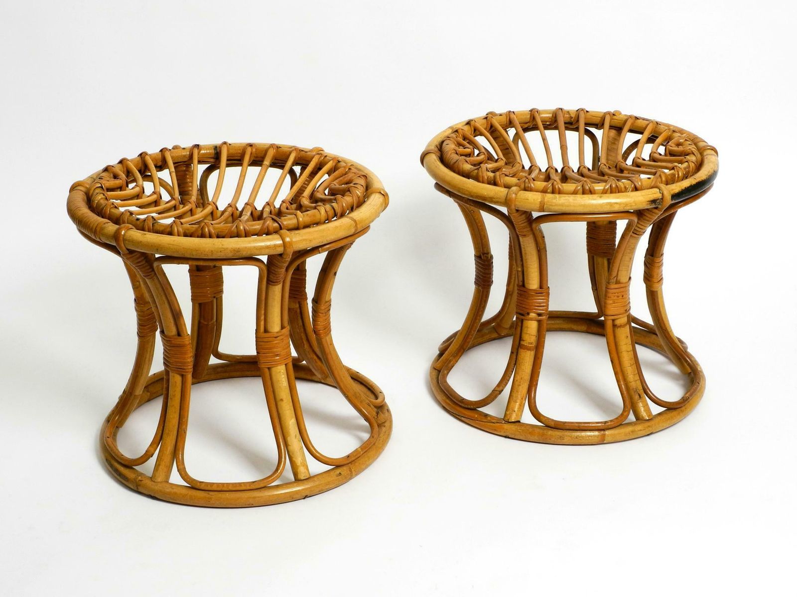 Pair Of Beautiful Rare Original 1960's Italian Bamboo Stools photo furniture