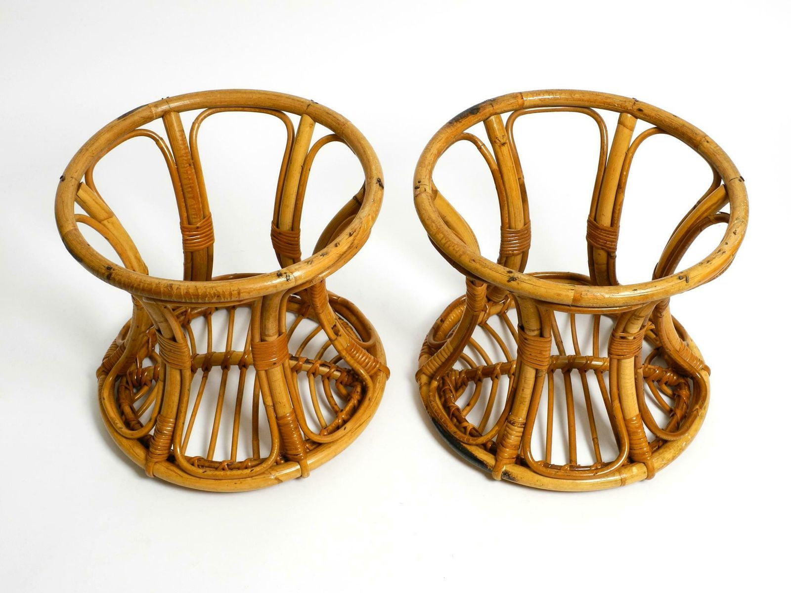 photo for sale Pair Of Beautiful Rare Original 1960's Italian Bamboo Stools
