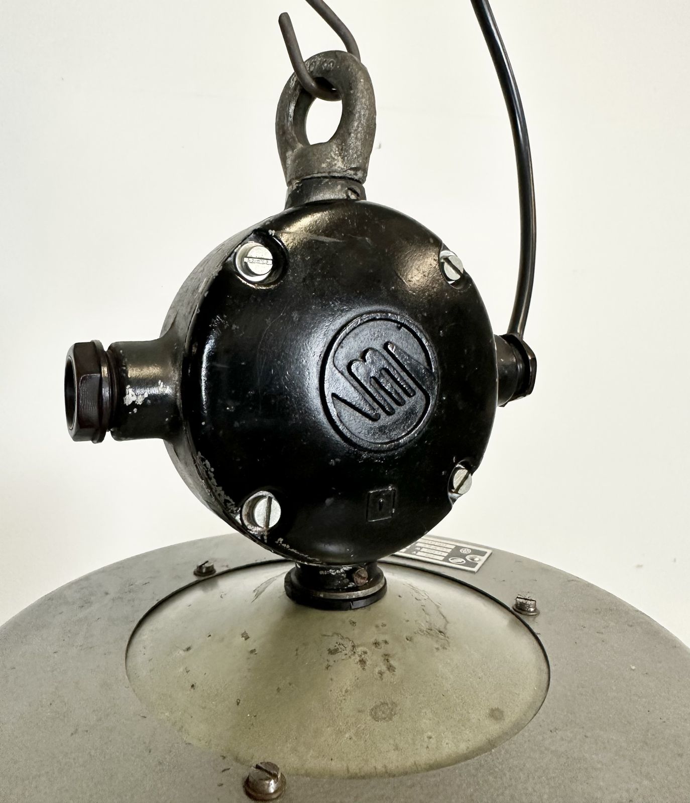 Lighting Large Grey Enamel Industrial Factory Lamp From Elektrosvit, 1960s, 49x photo