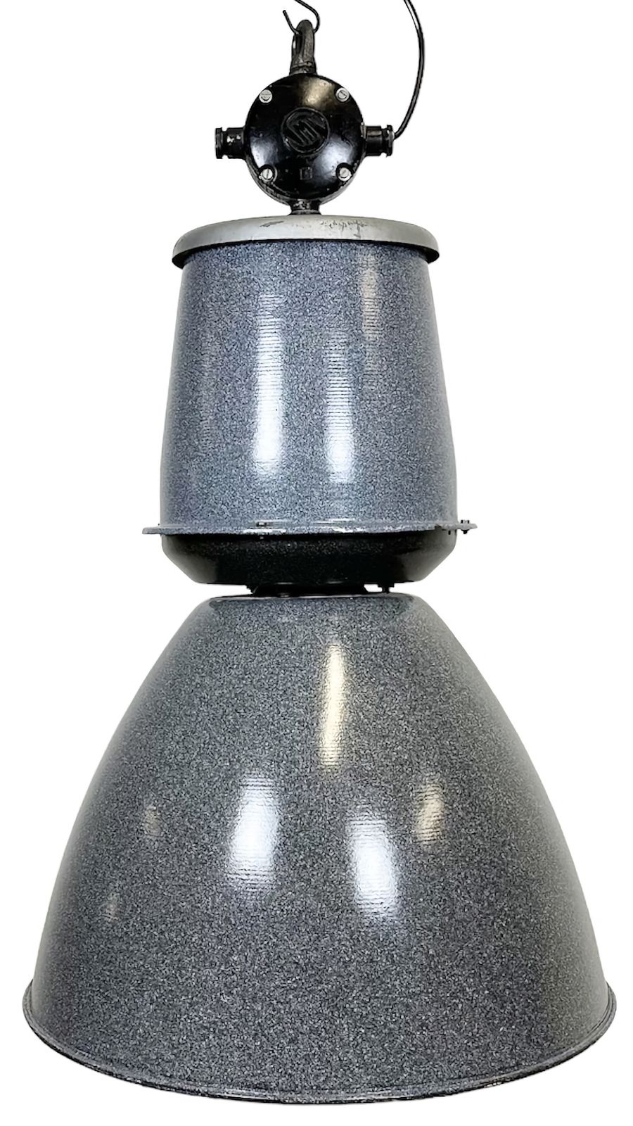 Large Grey Enamel Industrial Factory Lamp From Elektrosvit, 1960s, 49x