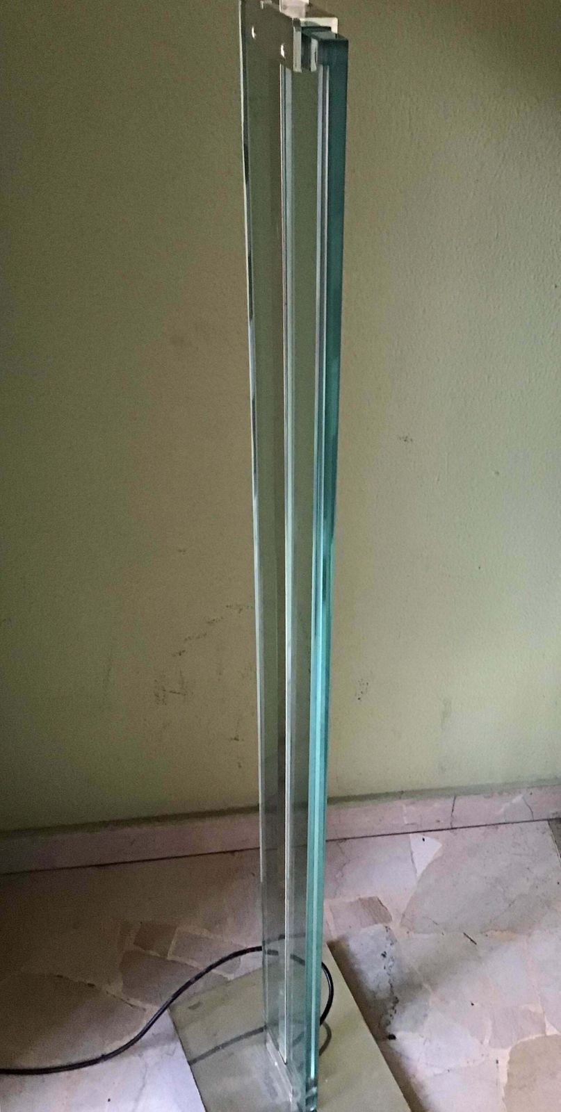 Fontana Arte Floor Lamp 1960 Crome Brass Glass Fabric Lampshade, Italy photo buy