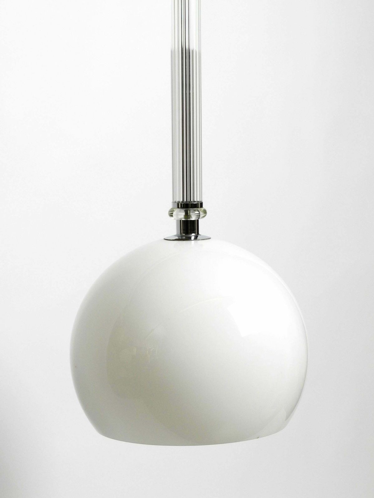 photo vintage Large Rare Czech Mid Century Glass Ceiling Lamp With Glass Shade And Glass Rod