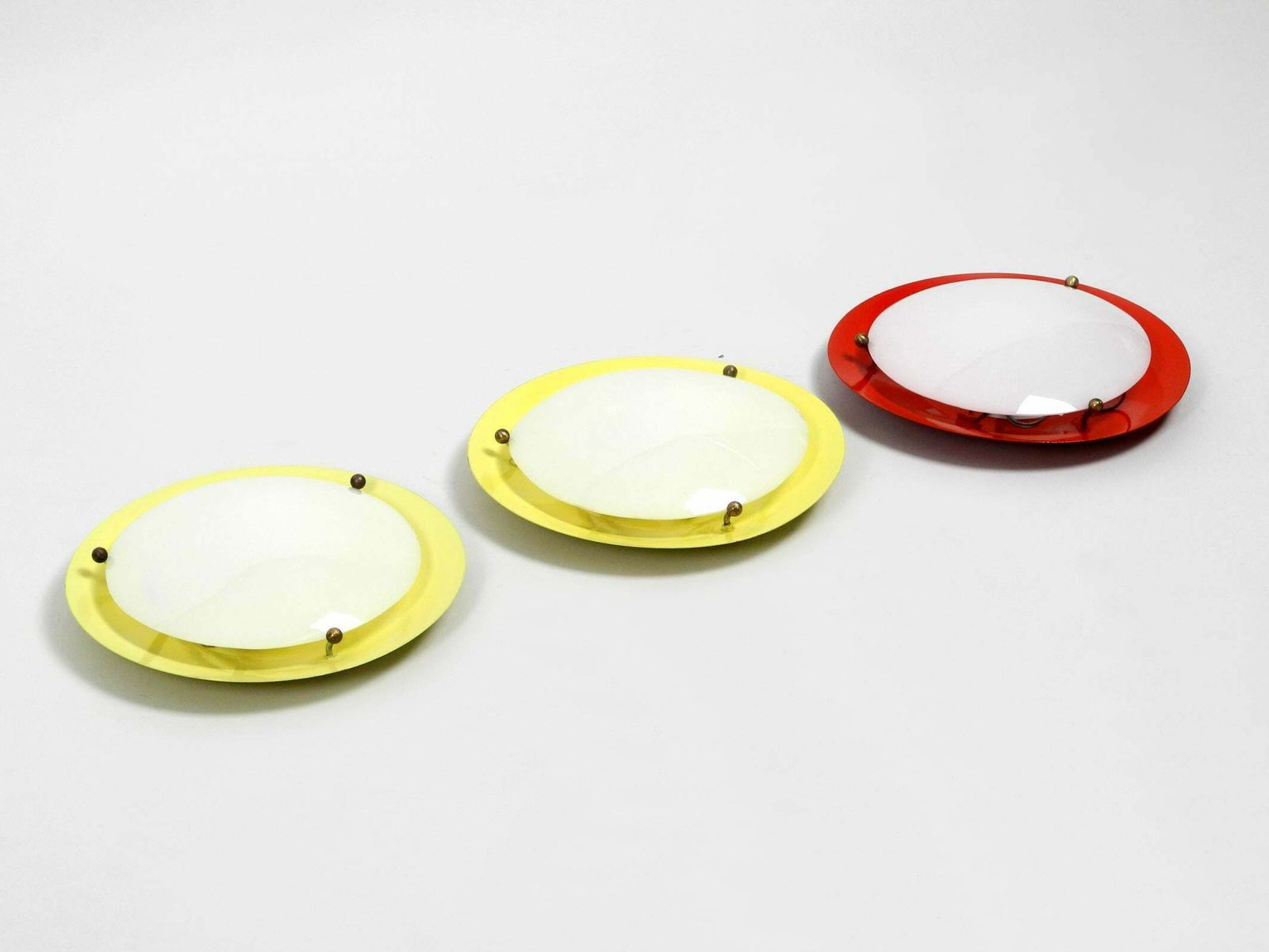 Three Round Midcentury Wall Or Ceiling Lamps Made Of Metal And Plexiglass Shade photo furniture