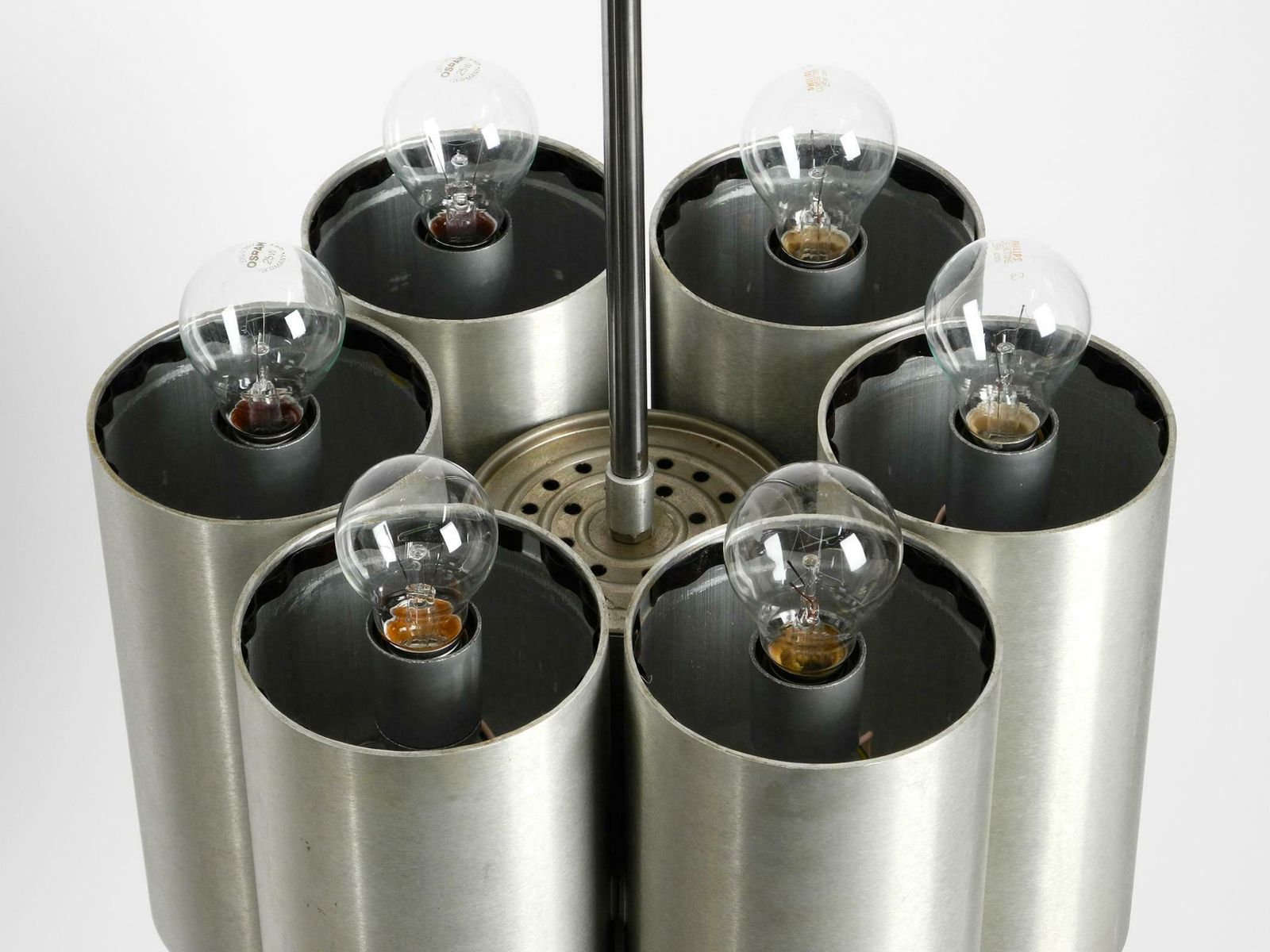 Large Italian 1960s Space Age Ceiling Lamp With 13 Glasses By Goffredo Reggiani photo vintage
