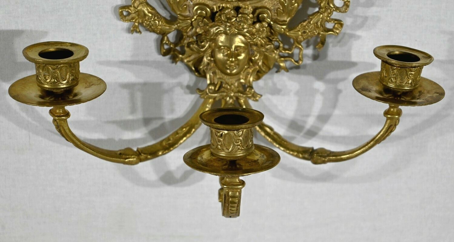 photo vintage Pair Of Wall Sconces In Gilt Bronze, Napoleon III Period   Mid 19th Century