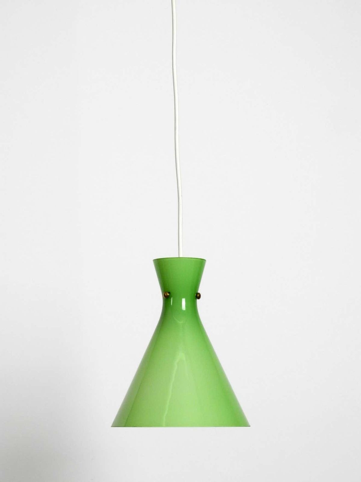 Very Beautiful Midcentury Flashed Glass Diabolo Pendant Lamp In Green photo 529.0