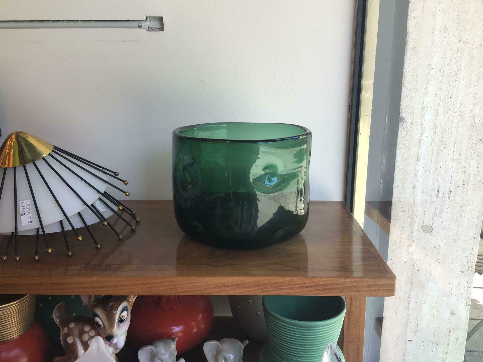 Empoli Vase Blown Glass Green, 1955, Italy photo 1446.0