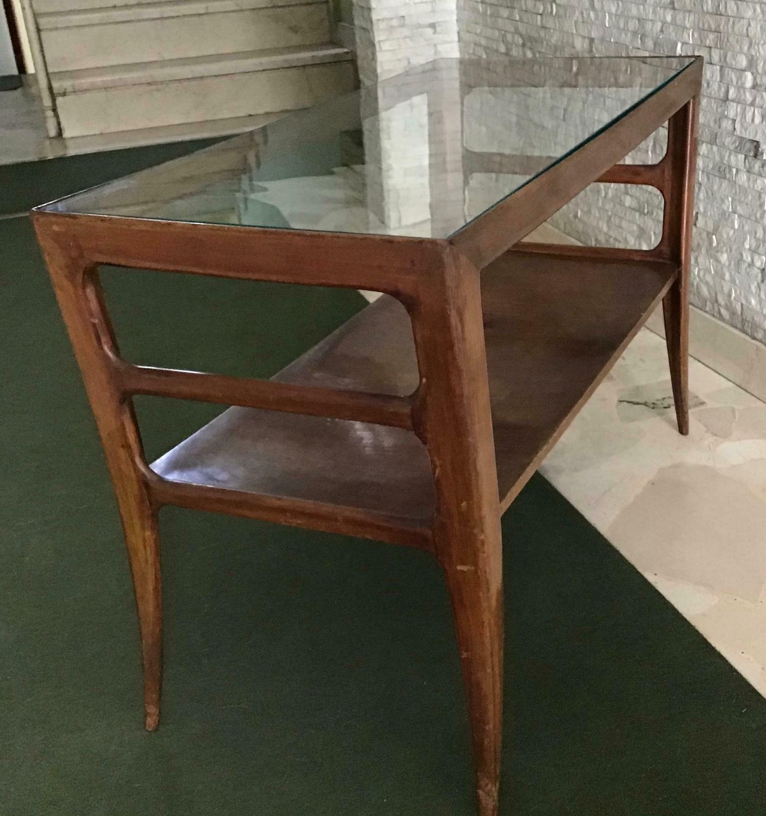 Paolo Buffa Coffee Table Wood Glass 1950, Italy photo Furniture