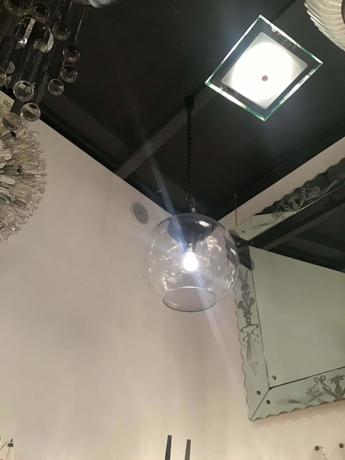 photo for sale Azucena Luigi Caccia Dominioni Chandelier Glass Burnished Metal 1967 Italy