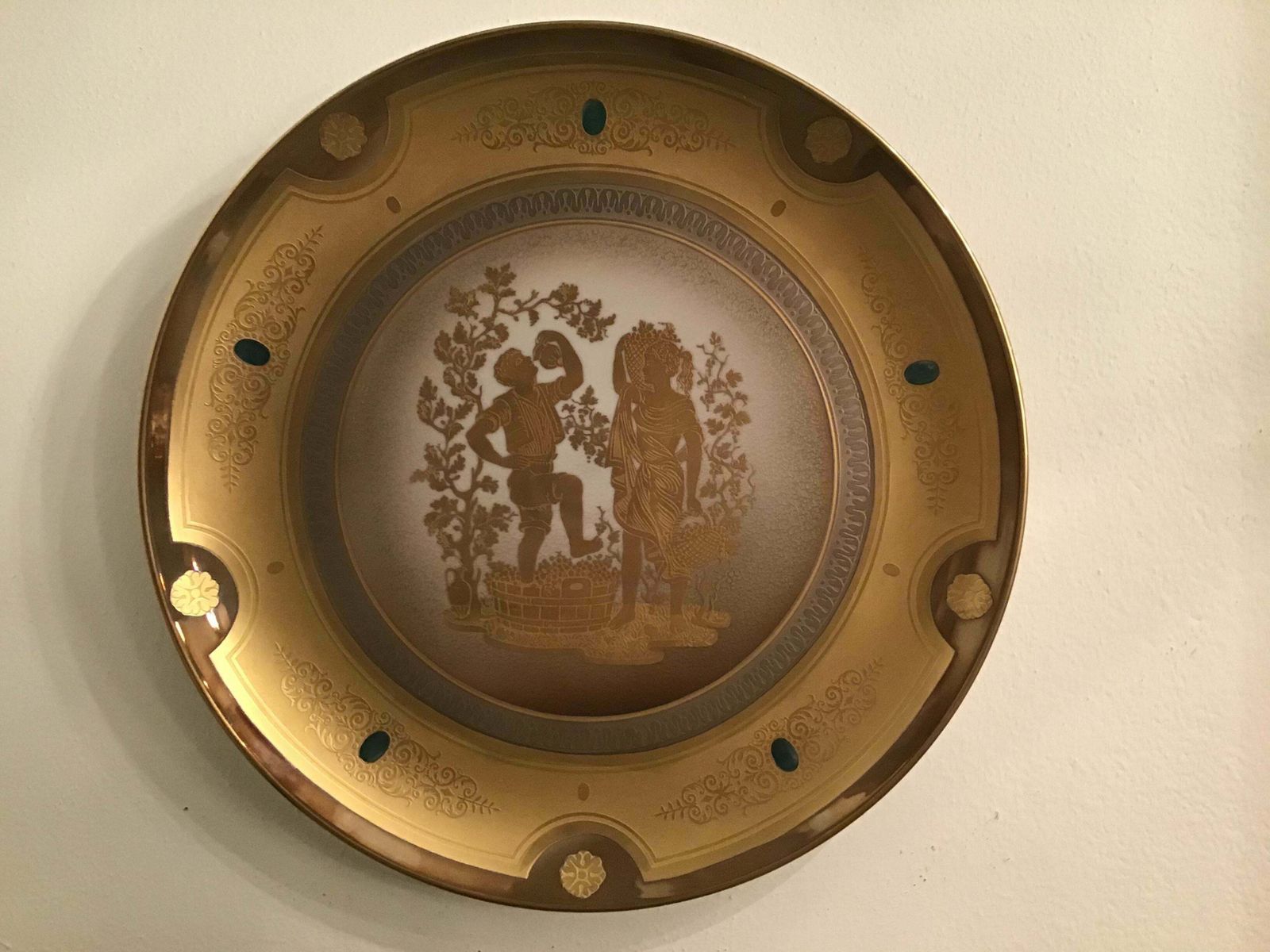 Morbelli Porcelain Wall Plate Gold “ Autunno”, 1960, Italy photo furniture