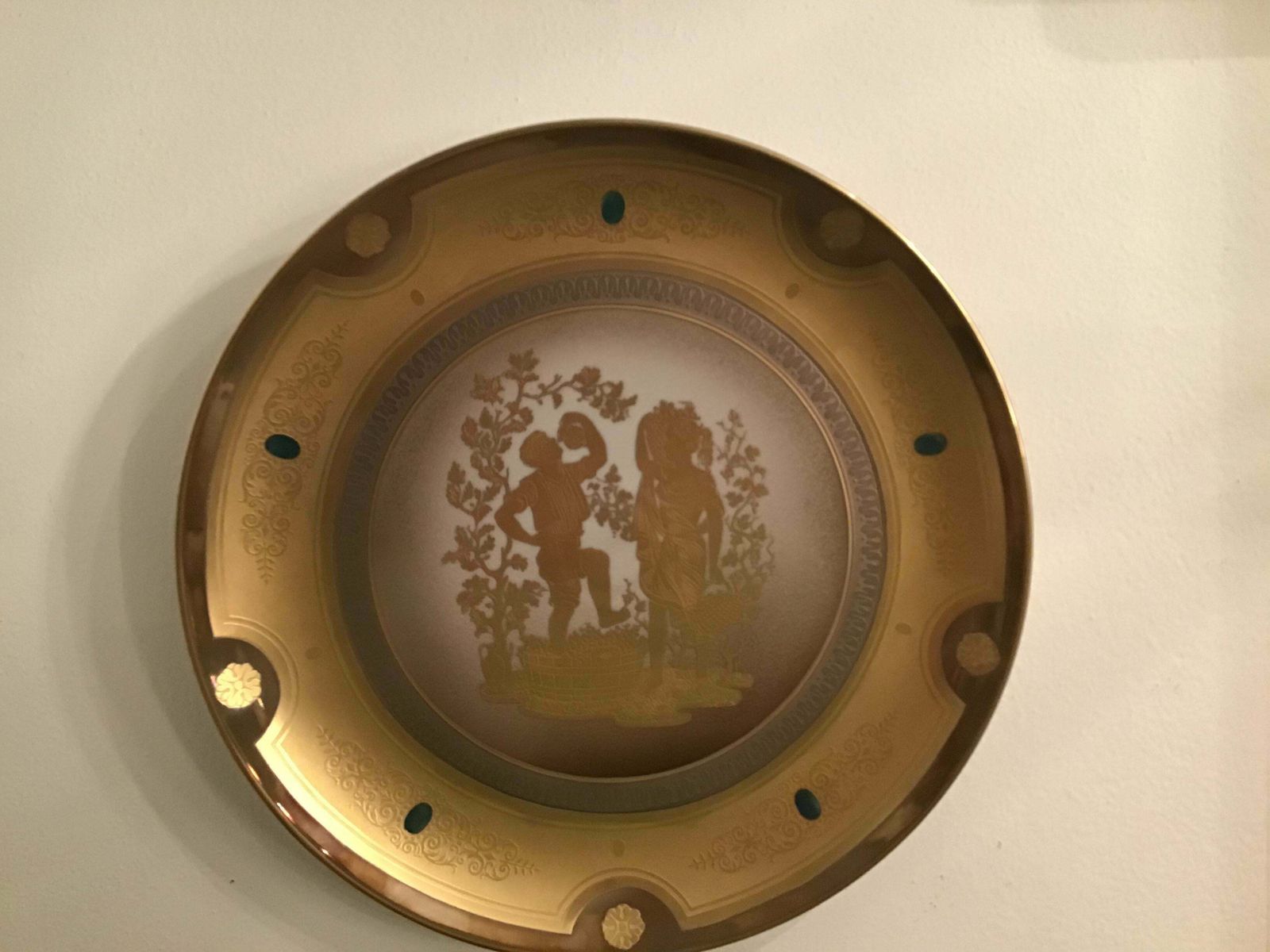 photo for sale Morbelli Porcelain Wall Plate Gold “ Autunno”, 1960, Italy