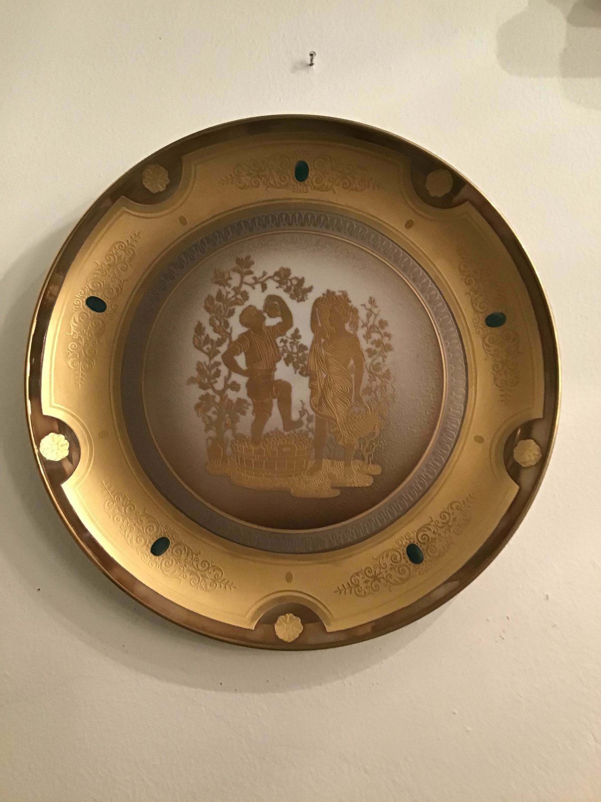Art Morbelli Porcelain Wall Plate Gold “ Autunno”, 1960, Italy photo